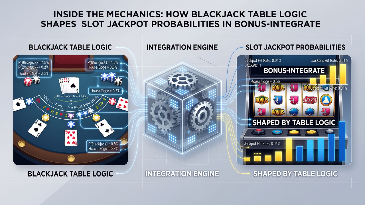 Illustration der Bonus-Kaskaden zwischen Blackjack-Logik und Slot-Jackpots